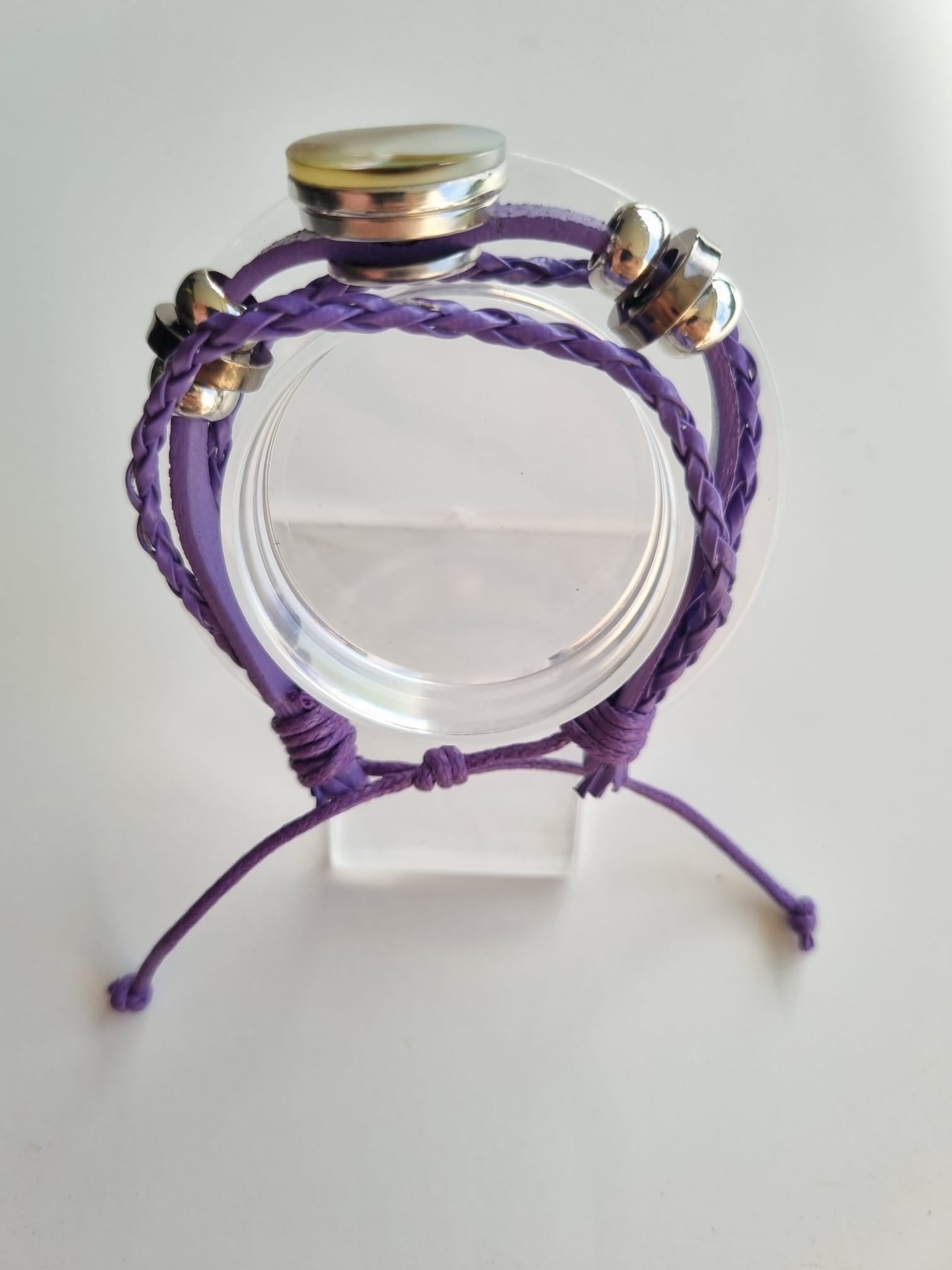 Bracelet cuir violet et nacre – Tupai